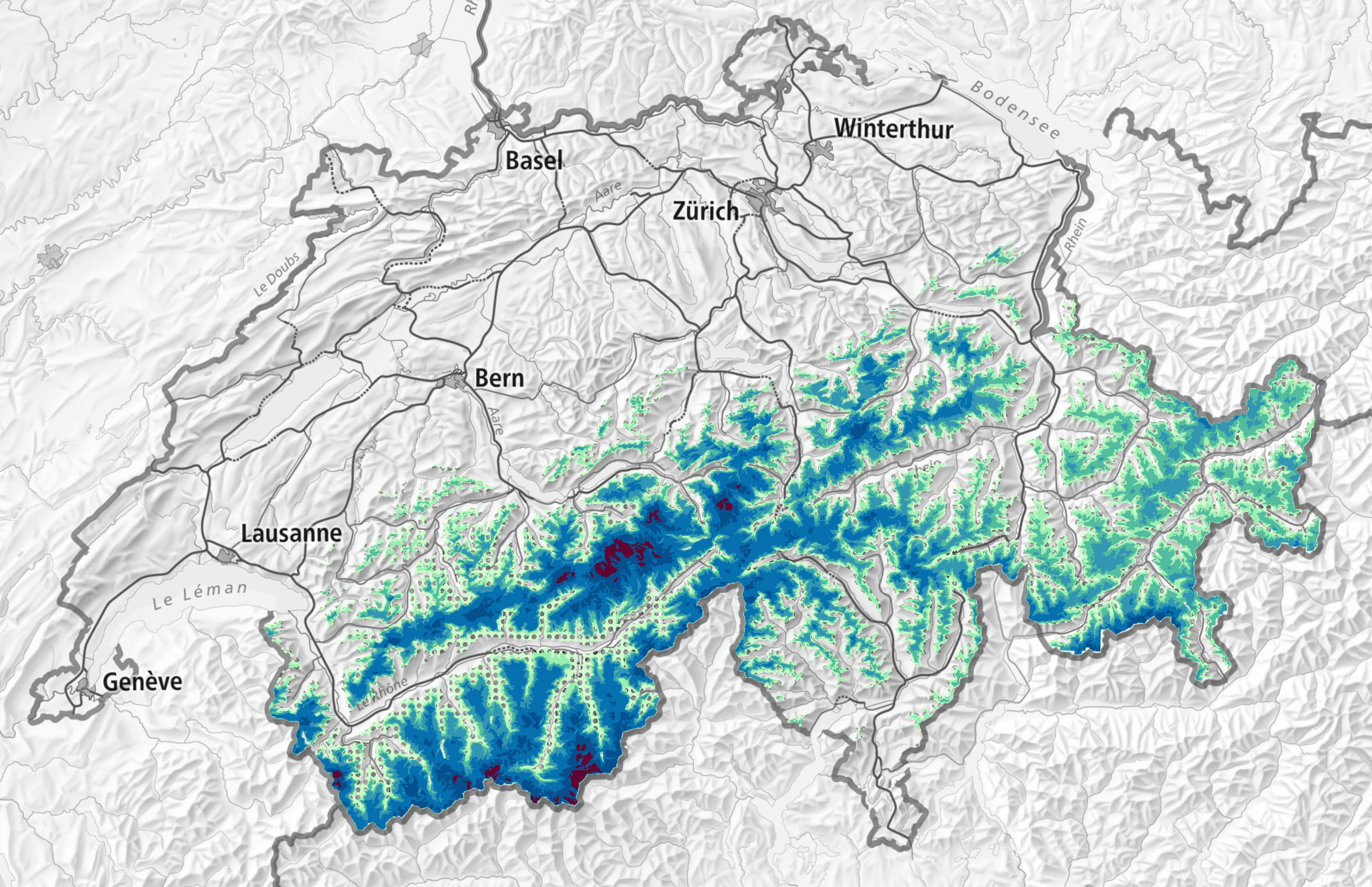Schneekarte Schweiz